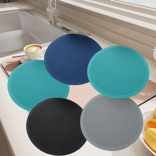 5Pcs Trivets for Hot Dishes - Hot Pads for Kitchen Essentials Set Accessories, Silicone Pot Holders for Hot Pans, Desktop Mats for Kitchen Countertops, Flexible Easy to Wash and Dry-Multiple Colors