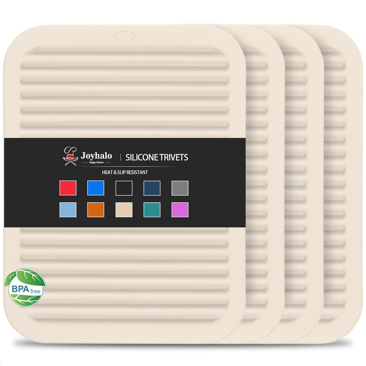Joyhalo 4 Pack Square Silicone Trivets