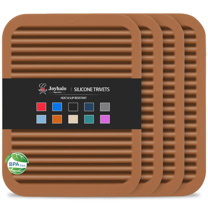 Joyhalo 4 Pack Square Silicone Trivets