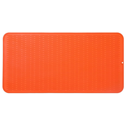 MicoYang Silicone Dish Drying Mat — Quick-Dry Ridges Counter & Sink Pad, Heat-Resistant Trivet to 450°F, Non-Slip & Dishwasher Safe, Roll-Up Storage, 18 Colors & 9 Sizes (Black, 16"×12")