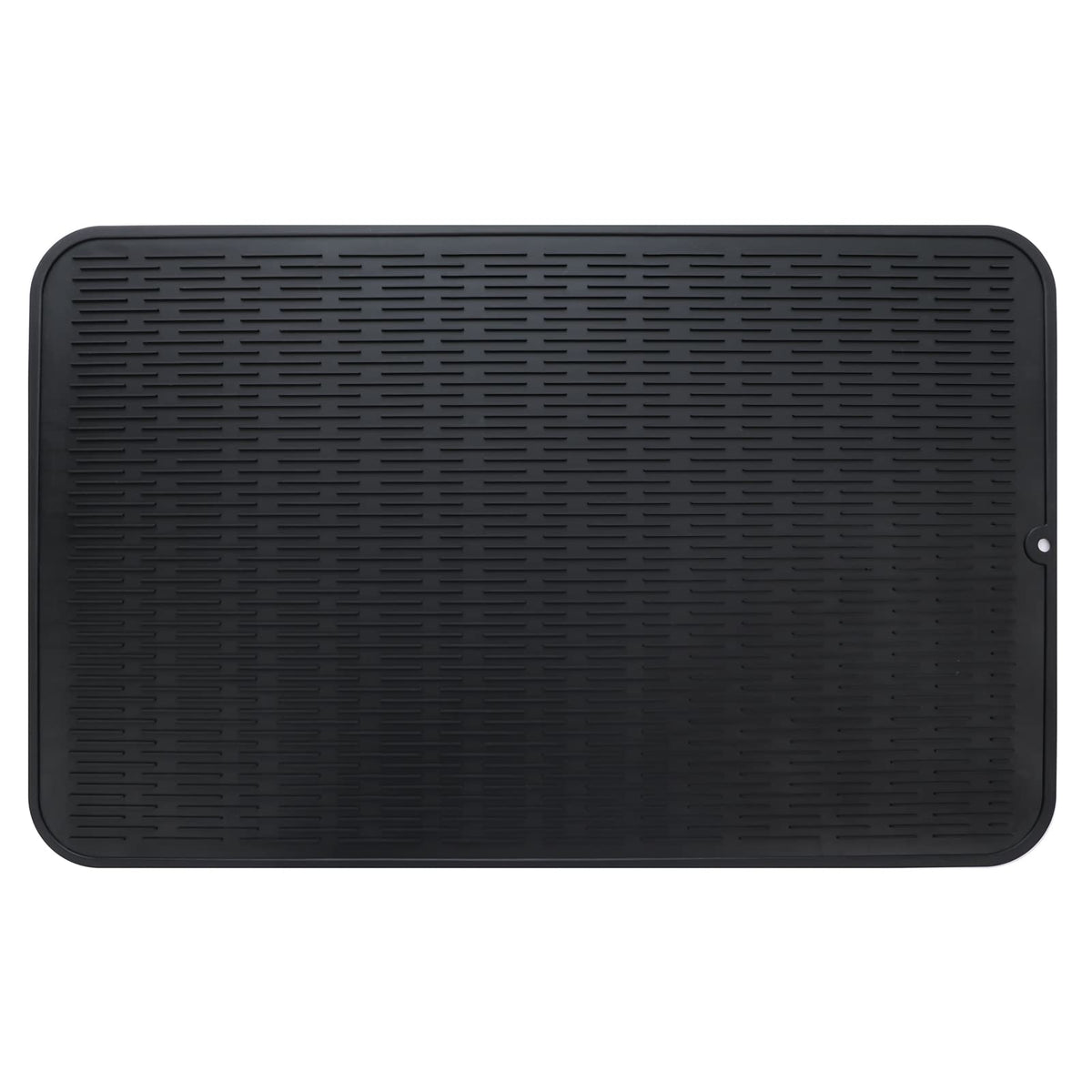 MicoYang Silicone Dish Drying Mat — Quick-Dry Ridges Counter & Sink Pad, Heat-Resistant Trivet to 450°F, Non-Slip & Dishwasher Safe, Roll-Up Storage, 18 Colors & 9 Sizes (Black, 16"×12")