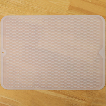 MicoYang Silicone Dish Drying Mat — Quick-Dry Ridges Counter & Sink Pad, Heat-Resistant Trivet to 450°F, Non-Slip & Dishwasher Safe, Roll-Up Storage, 18 Colors & 9 Sizes (Black, 16"×12")