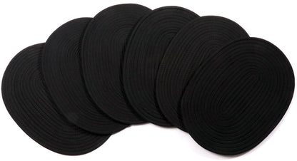 6 Pack Woven Placemats, 12x16 inches Gray Oval Plate Charger Cotton Heat Resistant Non-Slip Weave Place mats Farmhouse Straw Braided Rattan Tablemats Wicker Placemats for Dining Table