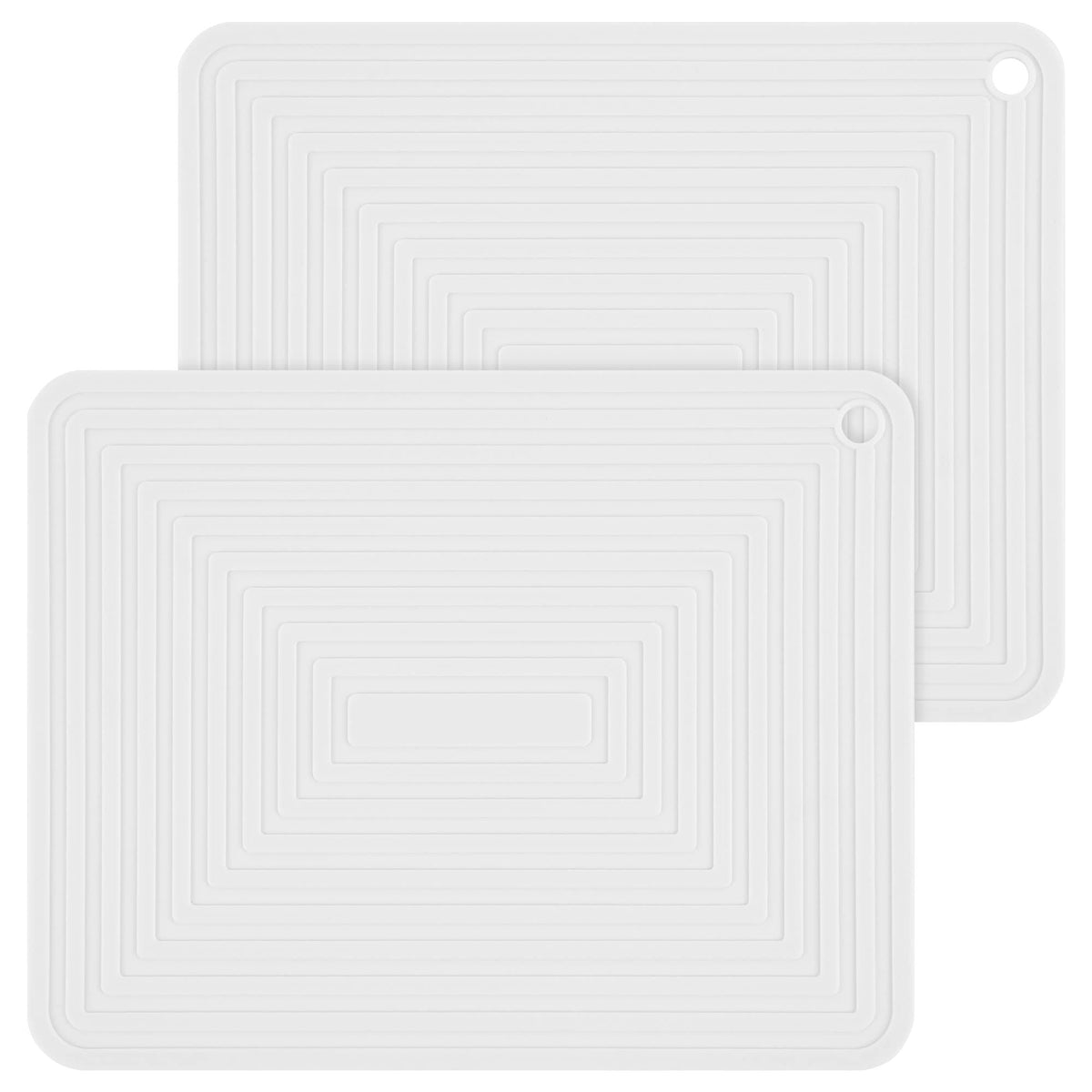 Trivets for Hot Dishes, Trivet Hot Pads for Kitchen, Silicone Trivets for Pots and Pans, Silicone Pot Holders, Trivet for Quartz Countertops, Heat Resistant Mats Set 2 White