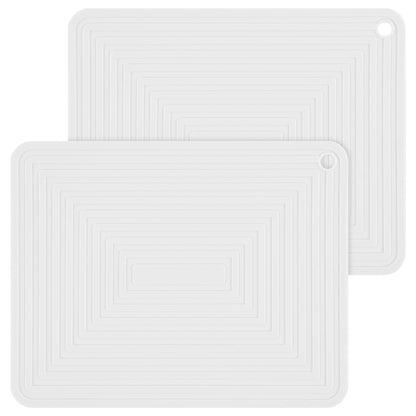 Trivets for Hot Dishes, Trivet Hot Pads for Kitchen, Silicone Trivets for Pots and Pans, Silicone Pot Holders, Trivet for Quartz Countertops, Heat Resistant Mats Set 2 White