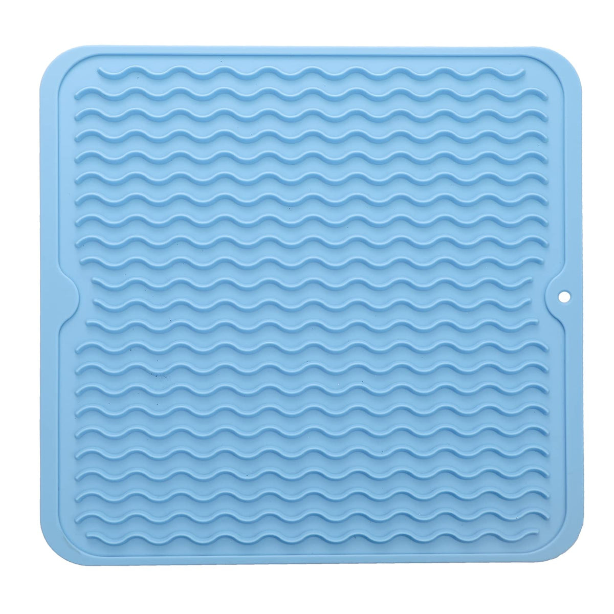 MicoYang Silicone Dish Drying Mat — Quick-Dry Ridges Counter & Sink Pad, Heat-Resistant Trivet to 450°F, Non-Slip & Dishwasher Safe, Roll-Up Storage, 18 Colors & 9 Sizes (Black, 16"×12")