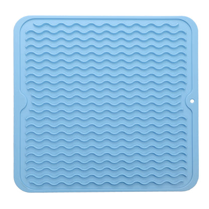 MicoYang Silicone Dish Drying Mat — Quick-Dry Ridges Counter & Sink Pad, Heat-Resistant Trivet to 450°F, Non-Slip & Dishwasher Safe, Roll-Up Storage, 18 Colors & 9 Sizes (Black, 16"×12")