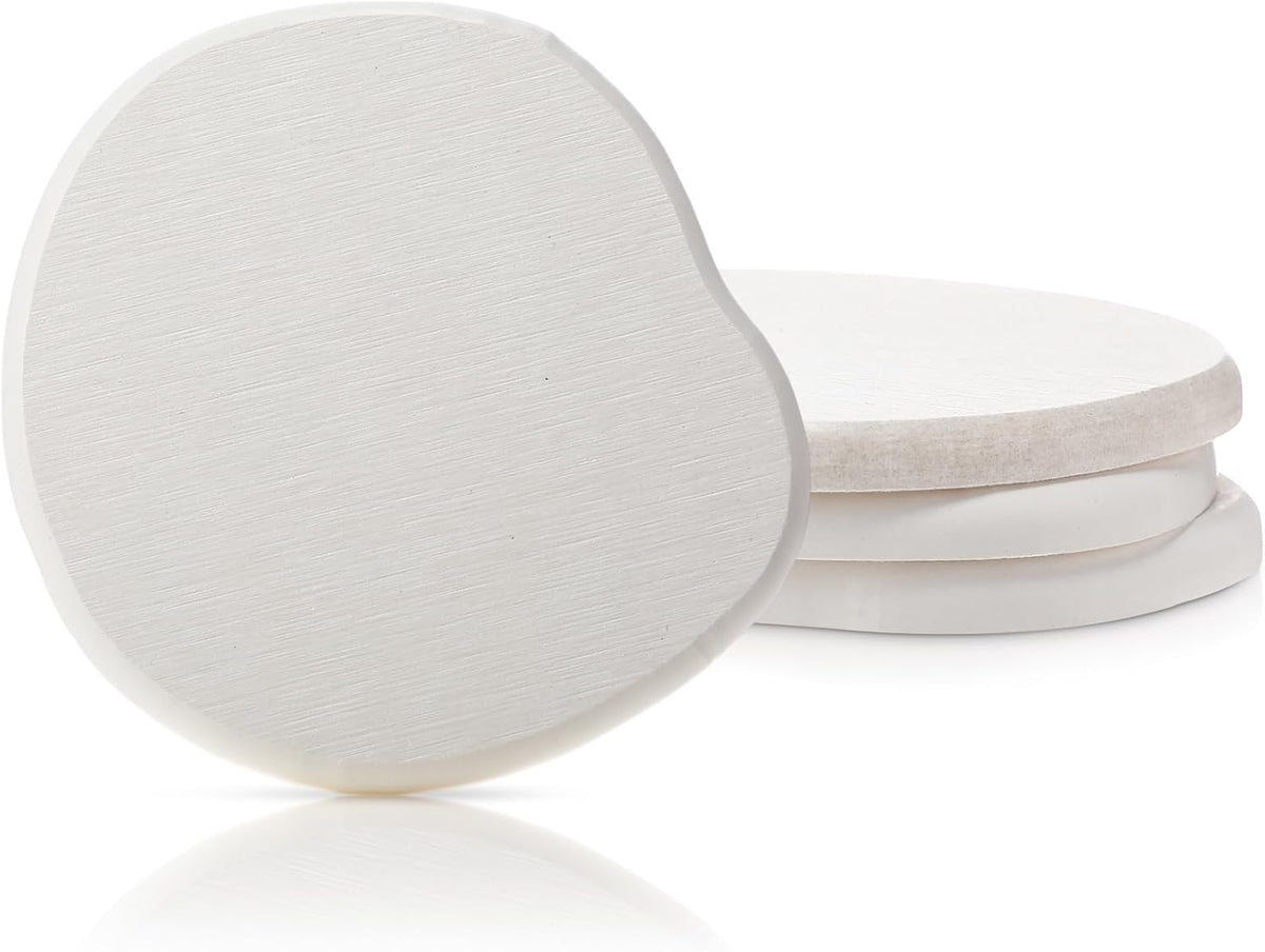 Diatomaceous Earth Coasters Set of 4，Cool Absorbent Quick-Dry Drink Coasters for Desks, Cute Modern Stone Design with Stylish White Aesthetic (4, White)