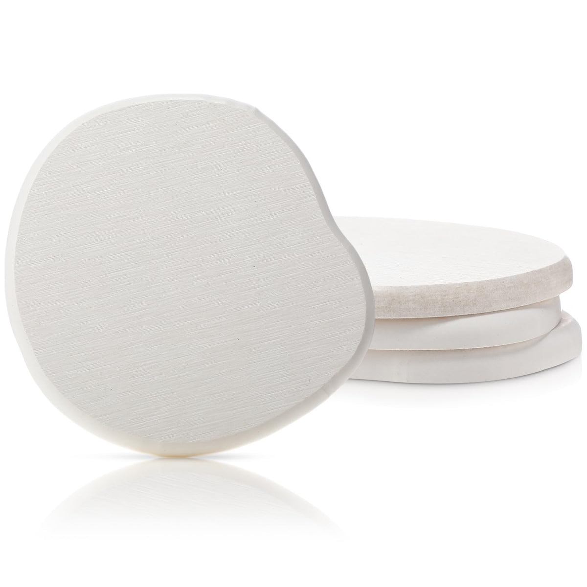 Diatomaceous Earth Coasters Set of 4，Cool Absorbent Quick-Dry Drink Coasters for Desks, Cute Modern Stone Design with Stylish White Aesthetic (4, White)