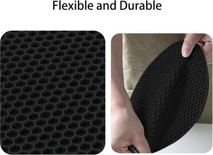 TENOC Silicone Non-Slip, Heat Resistant & Water-Trapping Trivet Mats for Water Glasses & Teacup & Coffee Cup & Dishes & Cookware, Multipurpose Kitchen Table Coaster, 3.5-Inch, 3 Pcs, Black