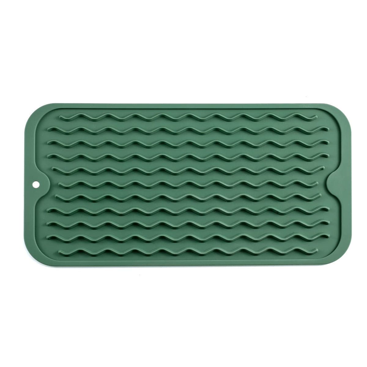 MicoYang Silicone Dish Drying Mat — Quick-Dry Ridges Counter & Sink Pad, Heat-Resistant Trivet to 450°F, Non-Slip & Dishwasher Safe, Roll-Up Storage, 18 Colors & 9 Sizes (Black, 16"×12")