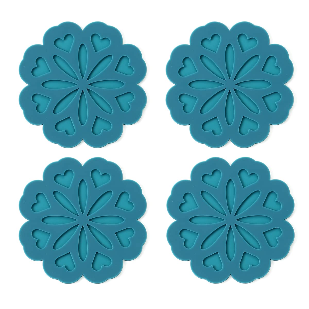 Set of 4 Silicone Trivet Mat - Table & Countertop Hot Pads - Non-Slip & Heat Resistant Modern Kitchen Pads for Pots & Pans, White