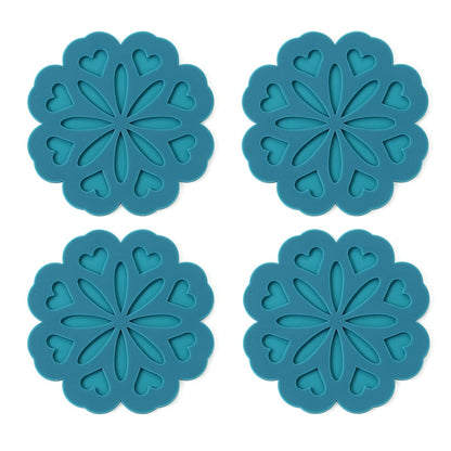 Set of 4 Silicone Trivet Mat - Table & Countertop Hot Pads - Non-Slip & Heat Resistant Modern Kitchen Pads for Pots & Pans, White
