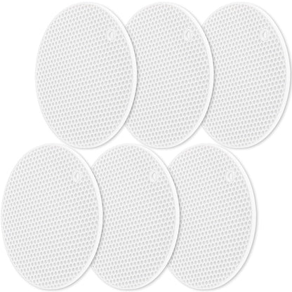 homEdge Silicone Round Trivets, 6 Pack Heat Resistant Non Slip Pot Holders-Black, 7x0.24x7 inches, Food Grade Silicone, Honeycomb Surface Design, Dishwasher Safe, Multipurpose Kitchen Utensil
