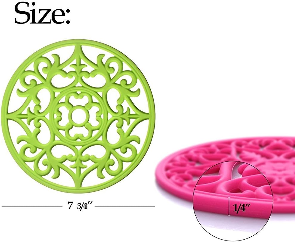 ME.FAN Trivets for Dishes/Pots/Pans, 3 Pcs Silicone Mats, Flexible/Durable/Non Slip Hot Pads to Protect Table and Counter Top (Black)