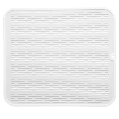 MicoYang Silicone Dish Drying Mat — Quick-Dry Ridges Counter & Sink Pad, Heat-Resistant Trivet to 450°F, Non-Slip & Dishwasher Safe, Roll-Up Storage, 18 Colors & 9 Sizes (Black, 16"×12")
