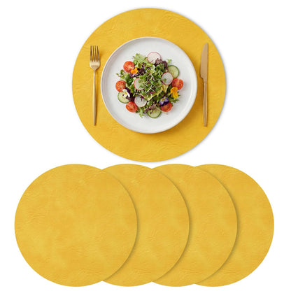 Artoid Mode Olive Green Faux Leather Placemats Set of 6, 15 Inch Waterproof Wipeable Heat Resistant Vinyl Place Mats, Reversible Table Mats for Kitchen Dining Decor
