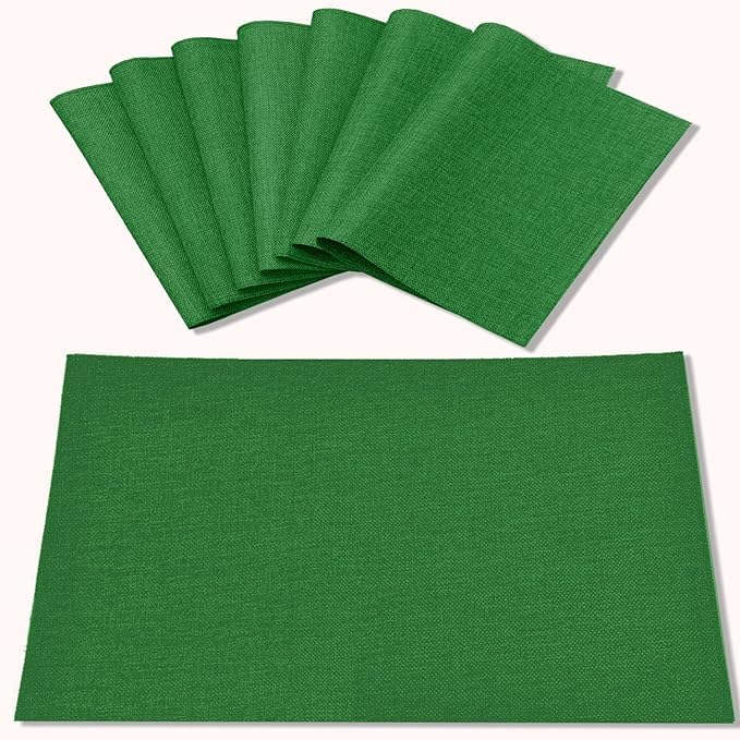 Linen Placemats Set of 8, Machine Washable, Heat Resistant, Wrinkle Free, Thick Polyester Kitchen Place Mats for Dining Table (Orange)