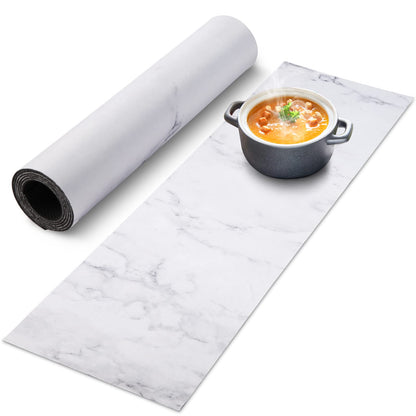 Trivet Table Runner Hot Plates Mat 12 X 40 Inch Heat Resistant Table Protector Waterproof Decorative Farmhouse Kitchen Trivets Counter Heat Proof Placemats for Hot Dishes (Rustic White Wood)