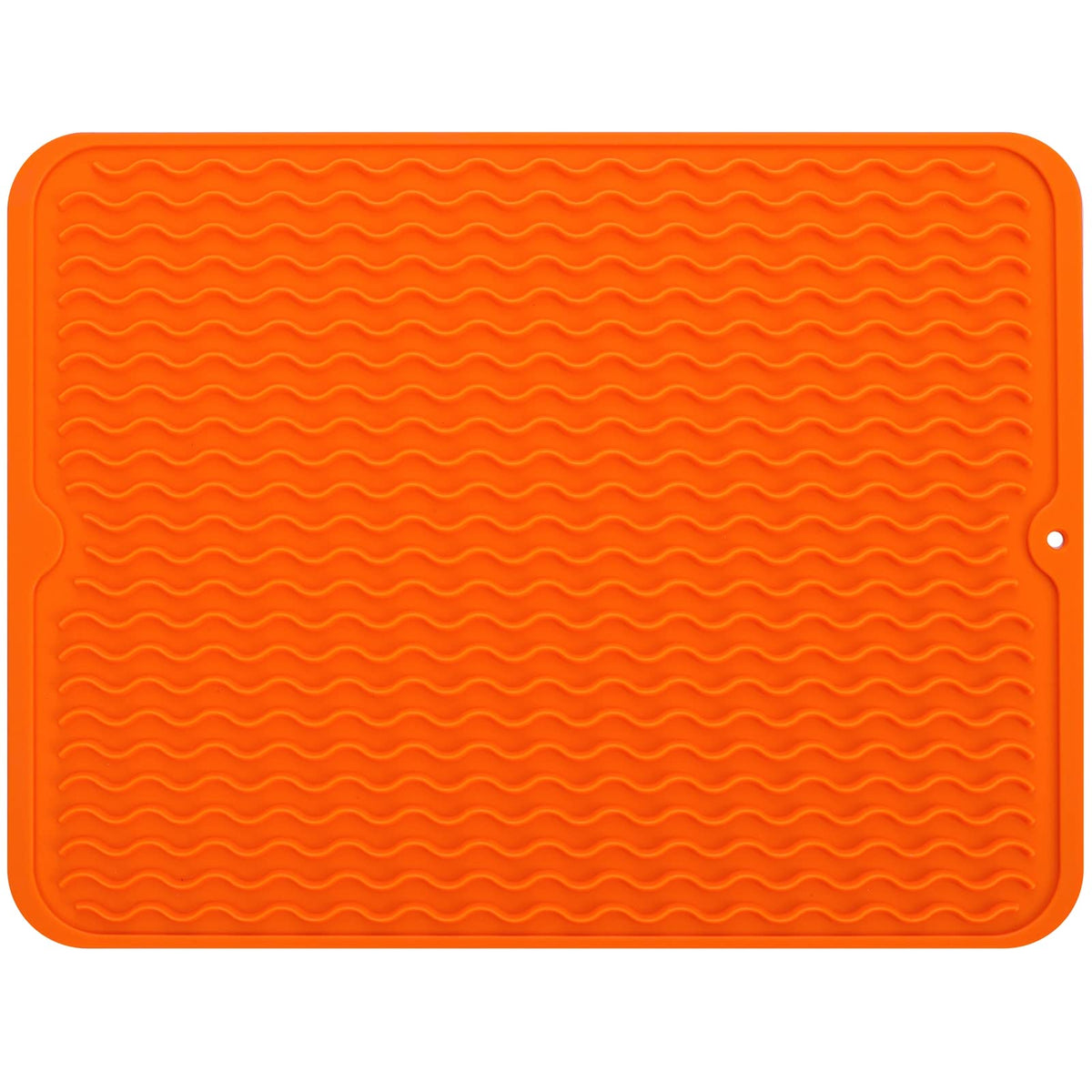 MicoYang Silicone Dish Drying Mat — Quick-Dry Ridges Counter & Sink Pad, Heat-Resistant Trivet to 450°F, Non-Slip & Dishwasher Safe, Roll-Up Storage, 18 Colors & 9 Sizes (Black, 16"×12")
