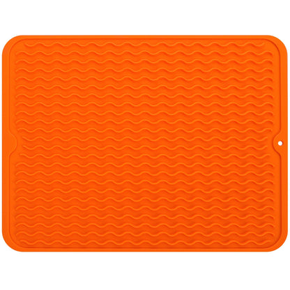 MicoYang Silicone Dish Drying Mat — Quick-Dry Ridges Counter & Sink Pad, Heat-Resistant Trivet to 450°F, Non-Slip & Dishwasher Safe, Roll-Up Storage, 18 Colors & 9 Sizes (Black, 16"×12")
