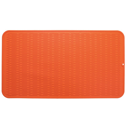 MicoYang Silicone Dish Drying Mat — Quick-Dry Ridges Counter & Sink Pad, Heat-Resistant Trivet to 450°F, Non-Slip & Dishwasher Safe, Roll-Up Storage, 18 Colors & 9 Sizes (Black, 16"×12")