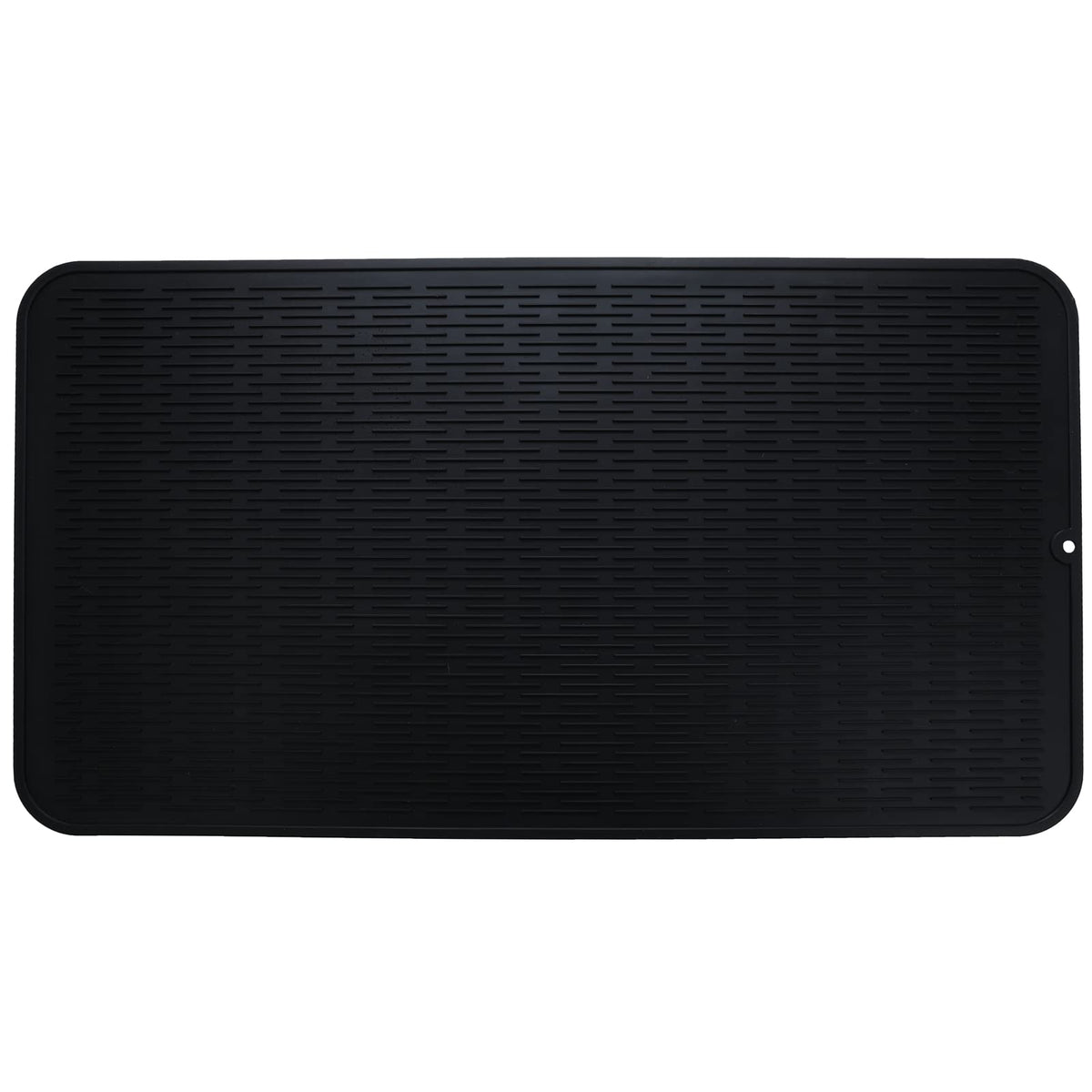 MicoYang Silicone Dish Drying Mat — Quick-Dry Ridges Counter & Sink Pad, Heat-Resistant Trivet to 450°F, Non-Slip & Dishwasher Safe, Roll-Up Storage, 18 Colors & 9 Sizes (Black, 16"×12")
