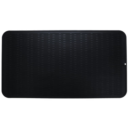 MicoYang Silicone Dish Drying Mat — Quick-Dry Ridges Counter & Sink Pad, Heat-Resistant Trivet to 450°F, Non-Slip & Dishwasher Safe, Roll-Up Storage, 18 Colors & 9 Sizes (Black, 16"×12")