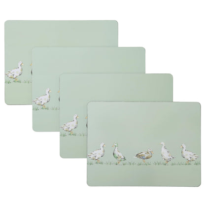 Laura Ashley Cork Placemats, 16 x 12-inch, Set of 4, Summer Palace Blue