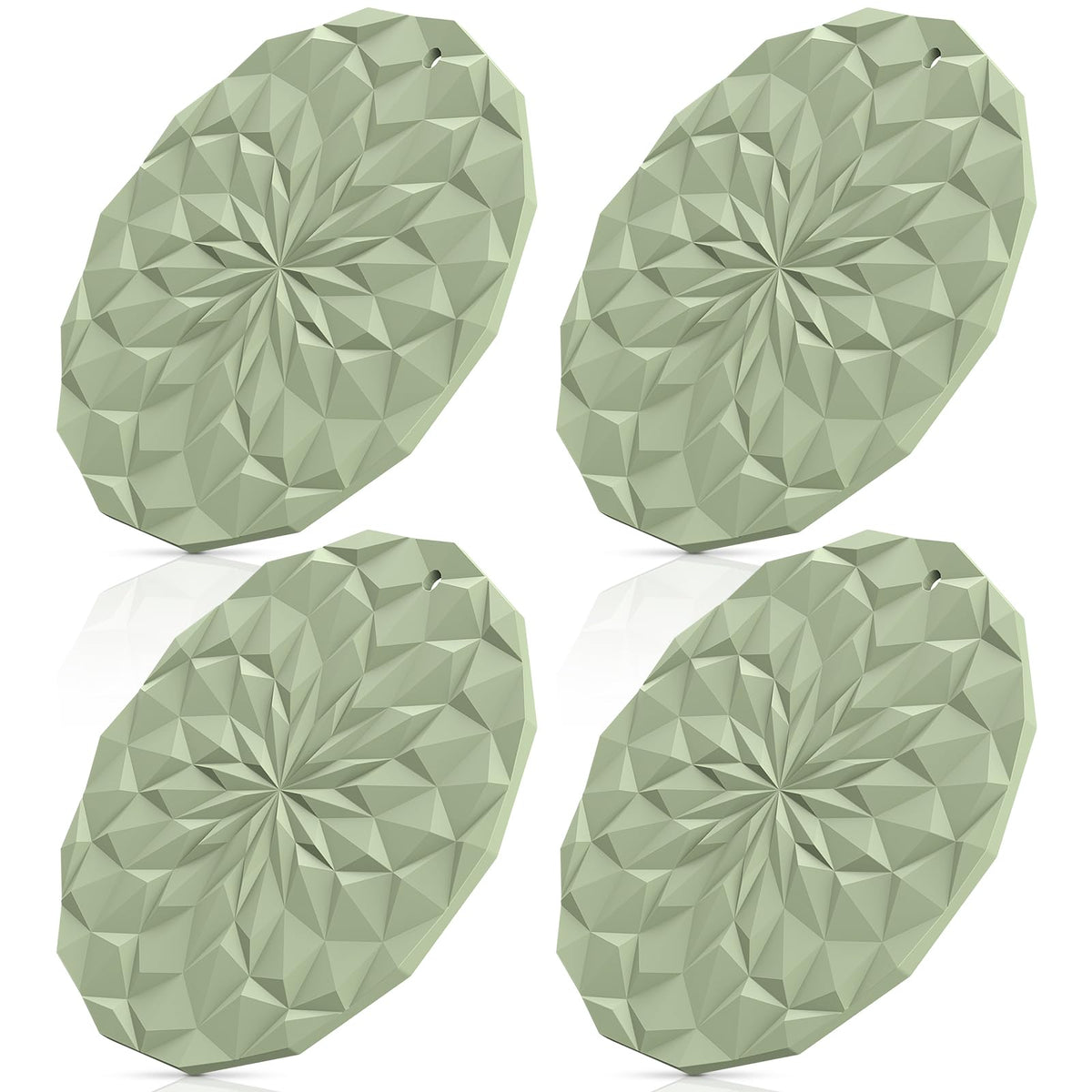 ME.FAN Silicone Trivet Mats - 4 Pack Pot Holders - 7.4'' Thickened Hot Pads for Hot pots, Pans and Dishes, Heat Resistant Silicone Trivet for Table and Counter Top Coffee