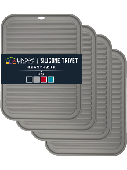 Silicone Trivets for Hot Dishes, Pots, Pans (2 Pack) - Heat-Resistant Pot Holders for Kitchen Countertop Mats - Silicone Trivet Mat (9 x 12 Inch) - Multipurpose Counter Pads (Black)