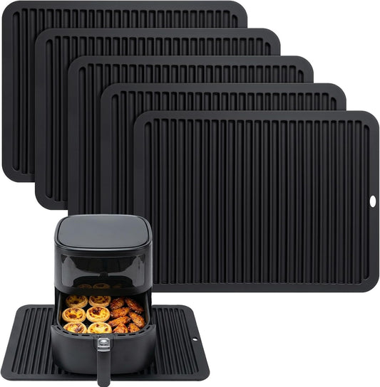 5 Pack Extra Large Silicone Trivets for Hot Pots and Pans, Heat Resistant Hot Pads for Countertops, Black Silicone Pot Holders for Kitchen (11.8 x 15.8 inches)