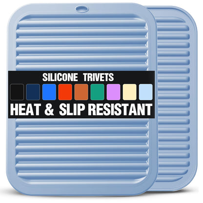Silicone Trivets for Hot Pots and Pans - 2 Heat Resistant Pot Holders Silicone Trivet Mat Multipurpose Counter Pads (Black)