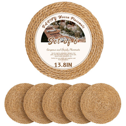 BAVIFY 13" Round Woven Placemats Set of 10, Plate Chargers for Dining Table