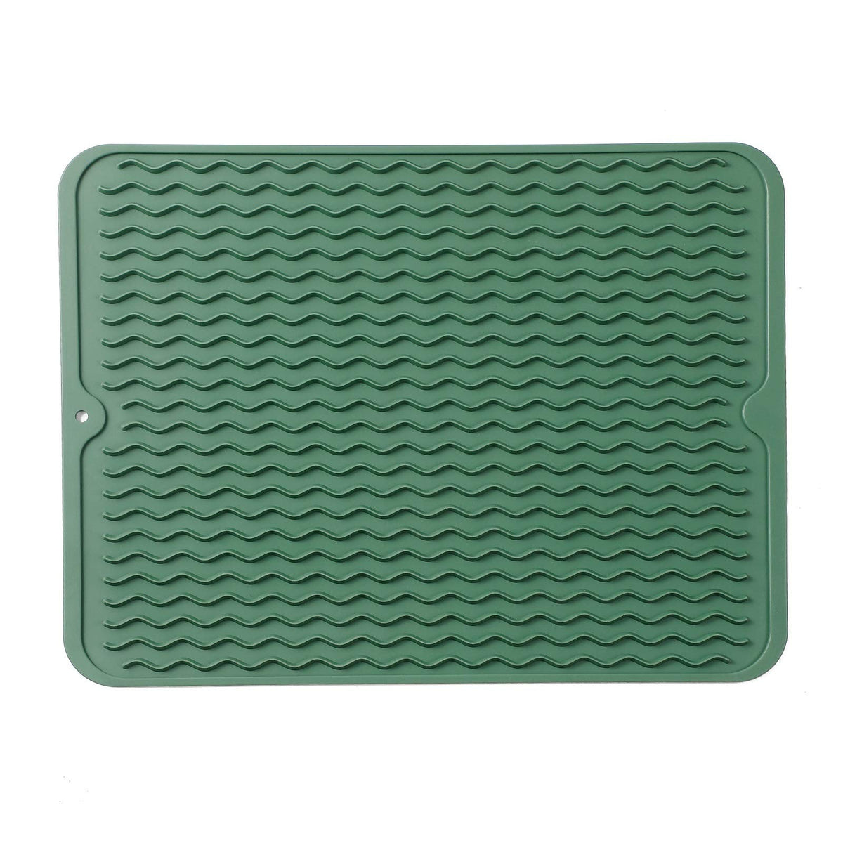 MicoYang Silicone Dish Drying Mat — Quick-Dry Ridges Counter & Sink Pad, Heat-Resistant Trivet to 450°F, Non-Slip & Dishwasher Safe, Roll-Up Storage, 18 Colors & 9 Sizes (Black, 16"×12")