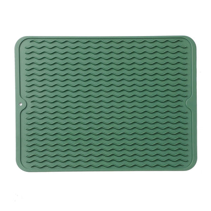 MicoYang Silicone Dish Drying Mat — Quick-Dry Ridges Counter & Sink Pad, Heat-Resistant Trivet to 450°F, Non-Slip & Dishwasher Safe, Roll-Up Storage, 18 Colors & 9 Sizes (Black, 16"×12")