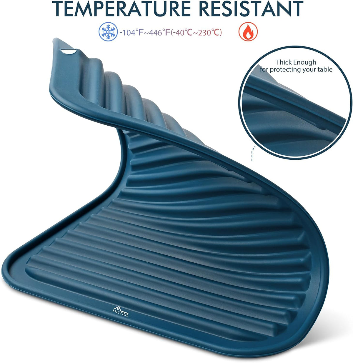 HOTEC 2-Pack Silicone Trivets, Classic Blue