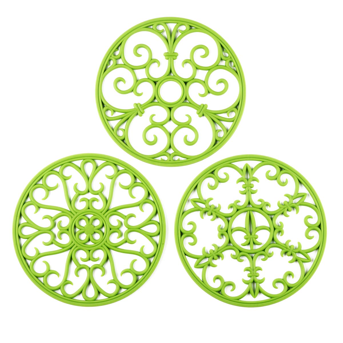 Silicone Trivet Mat - Hot Pot Holder Hot Pads for Table & Countertop - Teapot Trivet Kitchen Trivets - Non-Slip & Heat Resistant Modern Kitchen Hot Pads for Pots & Hot Dish Navy Blue Trivet Set of 3