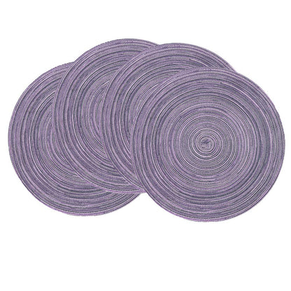 SHACOS Round Braided Placemats Set of 8 Cotton Fabric Round Table Mats Non Slip Washable 15 inch Round Place Mats Home Party Table Decor (Beige, 8)