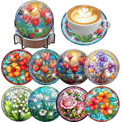 ijbnhd Mandala Diamond Painting Coasters Kit with Holder 4X4IN