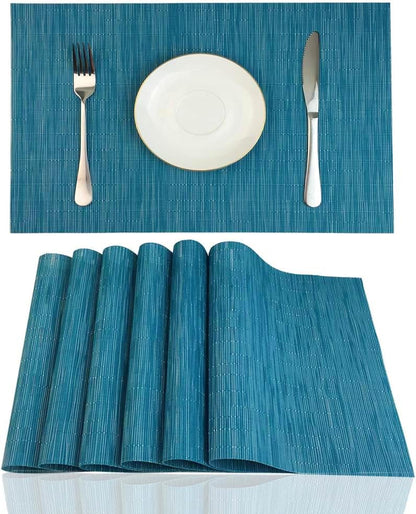 WAZAIGUR Placemats Set of 6 for Dining Table, 17.7" x 11.8", Orange