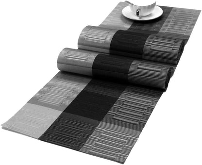 SHACOS Teal Blue Woven Placemats Set of 6 Place Mats for Dining Table