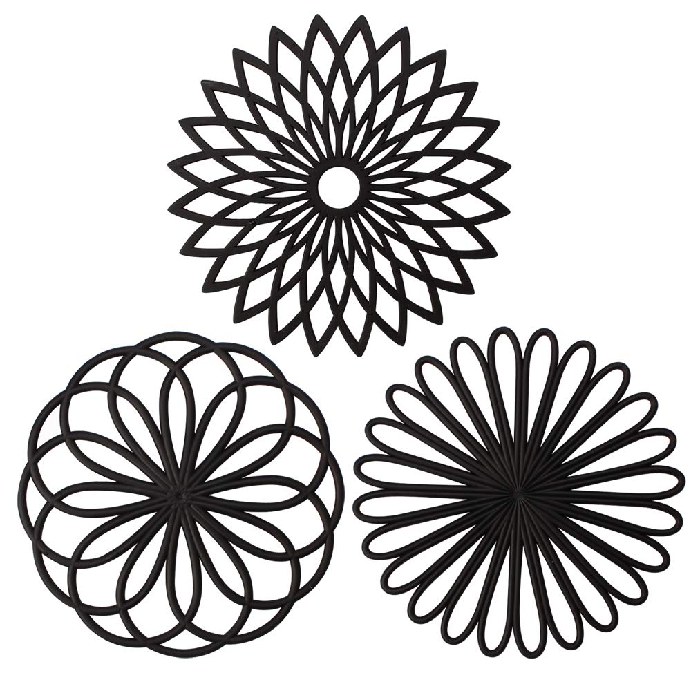 ME.FAN Silicone Trivet Mat - Kitchen Hot Pads for Pots & Dish - Insulated Teapot Trivet - Flexible, Durable, Non-Slip Large Coasters 3 Set Desert Sage