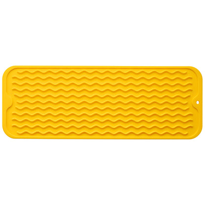 MicoYang Silicone Dish Drying Mat — Quick-Dry Ridges Counter & Sink Pad, Heat-Resistant Trivet to 450°F, Non-Slip & Dishwasher Safe, Roll-Up Storage, 18 Colors & 9 Sizes (Black, 16"×12")