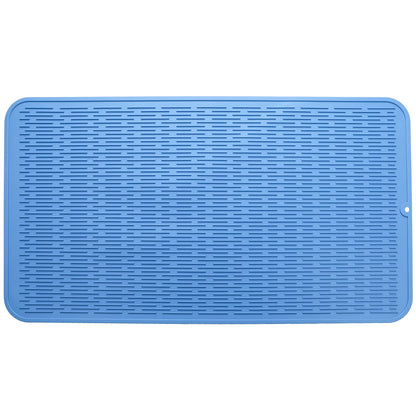 MicoYang Silicone Dish Drying Mat — Quick-Dry Ridges Counter & Sink Pad, Heat-Resistant Trivet to 450°F, Non-Slip & Dishwasher Safe, Roll-Up Storage, 18 Colors & 9 Sizes (Black, 16"×12")