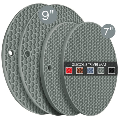 Silicone Trivets for Hot Dishes, 4 PCS Multipurpose Heat Resistant Mat Thick Silicone Hot Pads Pot Holders for Kitchen Counter, Flexible Jar Opener Food Grade Spoon Holder, Silicone Coasters (Almond)
