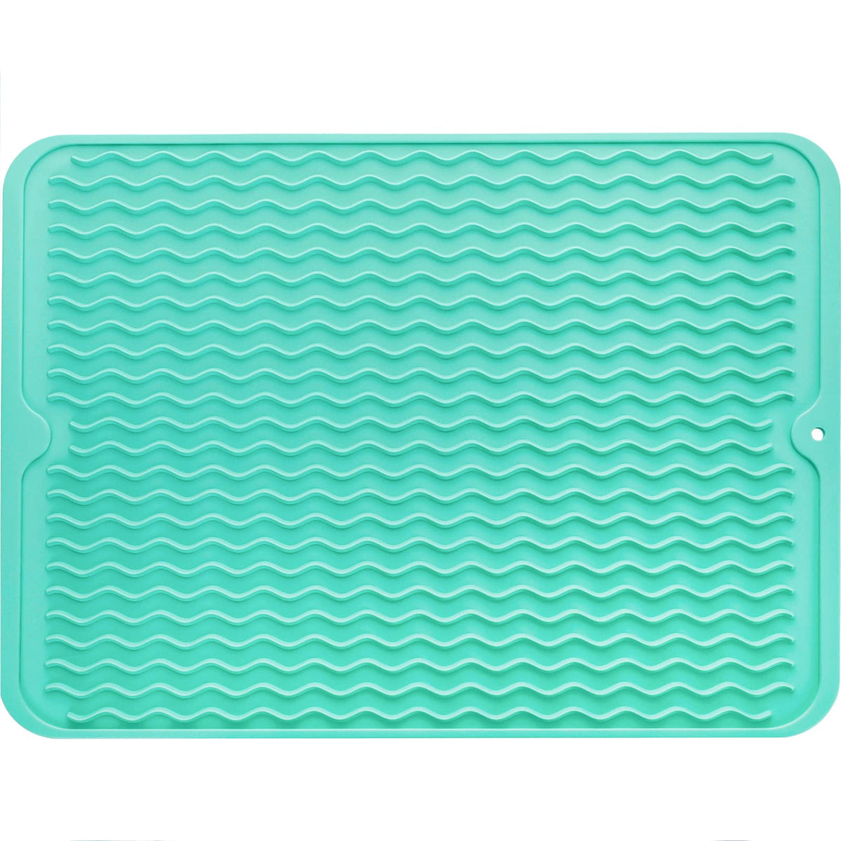 MicoYang Silicone Dish Drying Mat — Quick-Dry Ridges Counter & Sink Pad, Heat-Resistant Trivet to 450°F, Non-Slip & Dishwasher Safe, Roll-Up Storage, 18 Colors & 9 Sizes (Black, 16"×12")