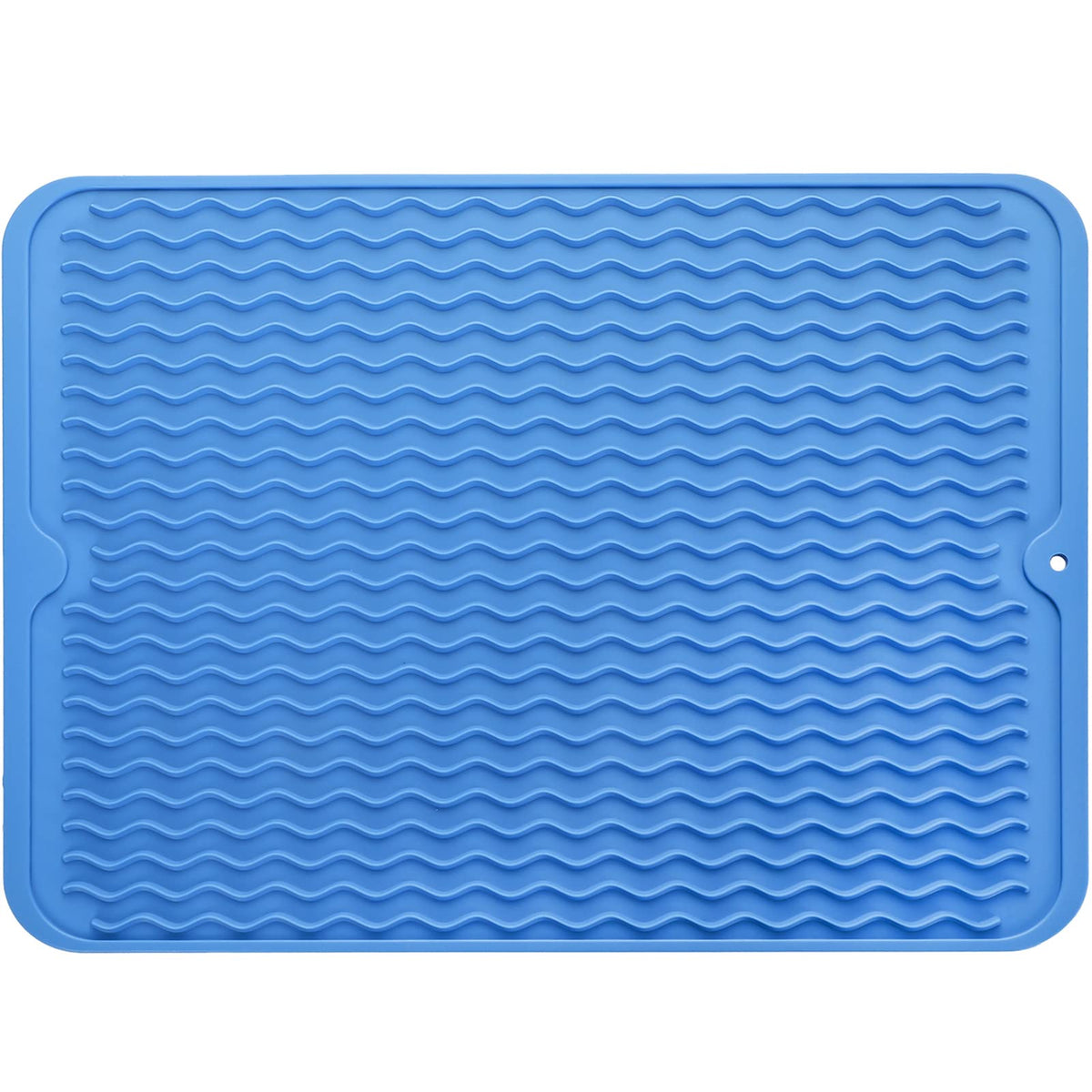 MicoYang Silicone Dish Drying Mat — Quick-Dry Ridges Counter & Sink Pad, Heat-Resistant Trivet to 450°F, Non-Slip & Dishwasher Safe, Roll-Up Storage, 18 Colors & 9 Sizes (Black, 16"×12")