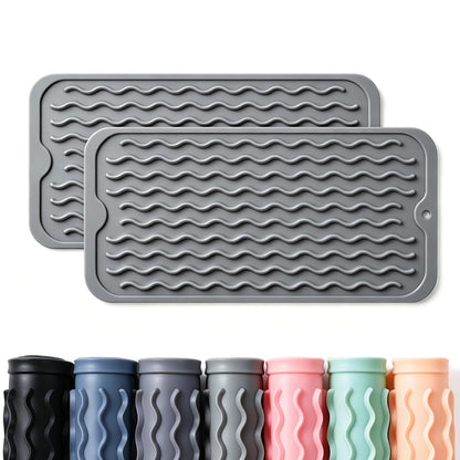 2 Pack Caketime Silicone Dish Drying Mat for Kitchen Counter Dining Placemats Shower Caddy Refrigerator Liners Essentials Heat Resistant Waterproof Trivets Pad Coffee Bar Items 15"x11.5" Milk