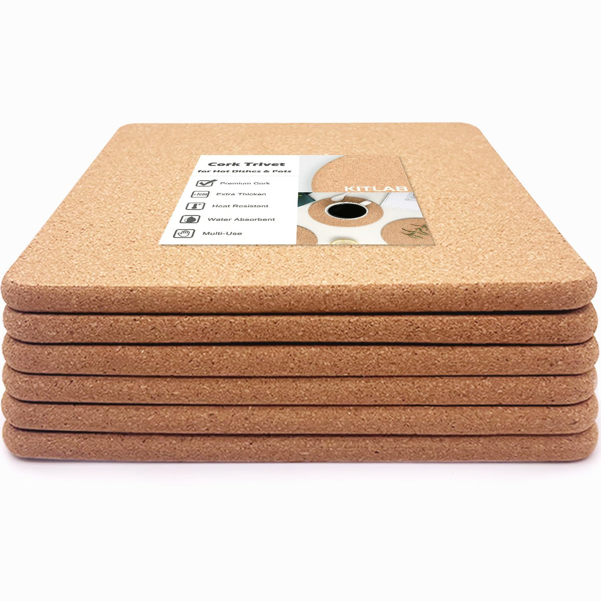 Cork Trivets for Hot Dishes, Hot Pots and Pans, 8 Inch 4 Pcs